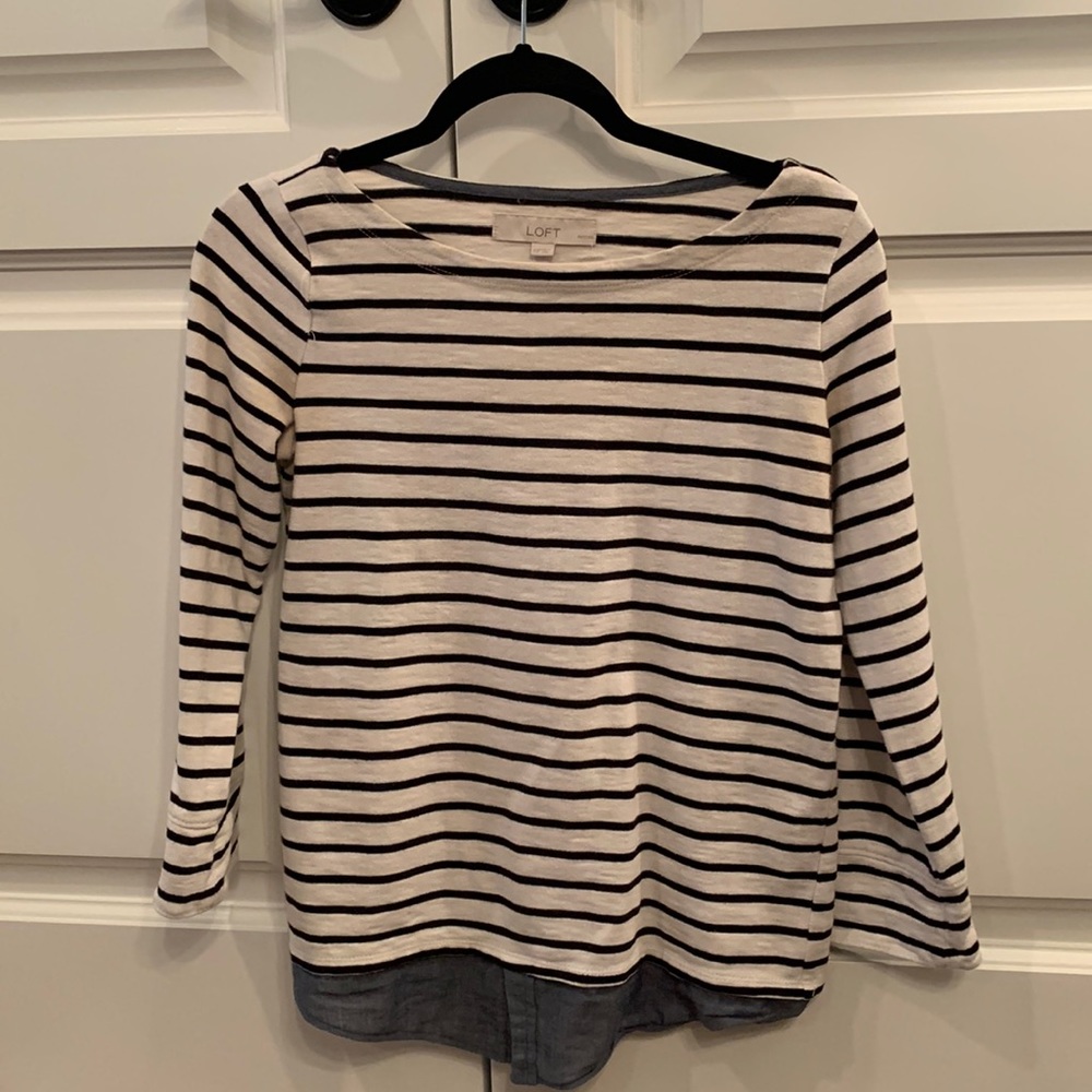 Womens LOFT striped pull over with layered look